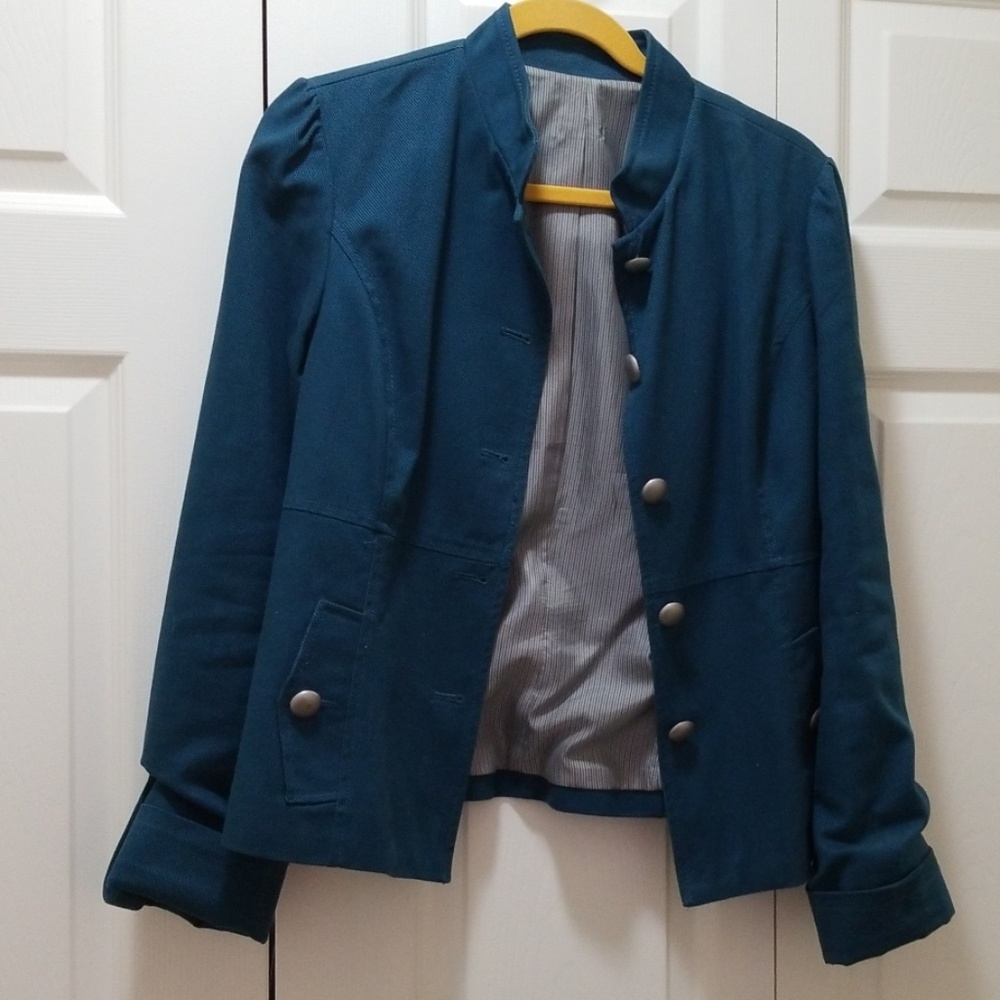 Teal Women's Military-Style Button Jacket